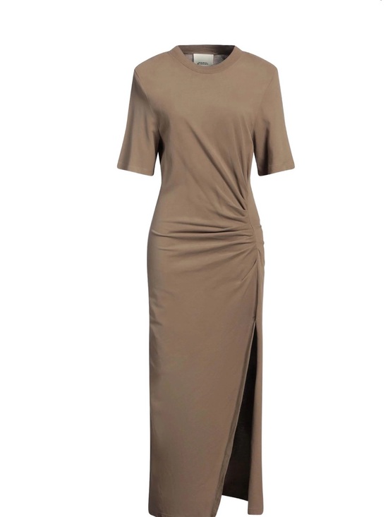 Isabel Marant Dresses & Skirts - Isabel Marant Lexia Ruched Midi Dress in Light Khaki